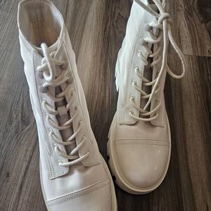 Nine West Off-White Lace-Up Boots